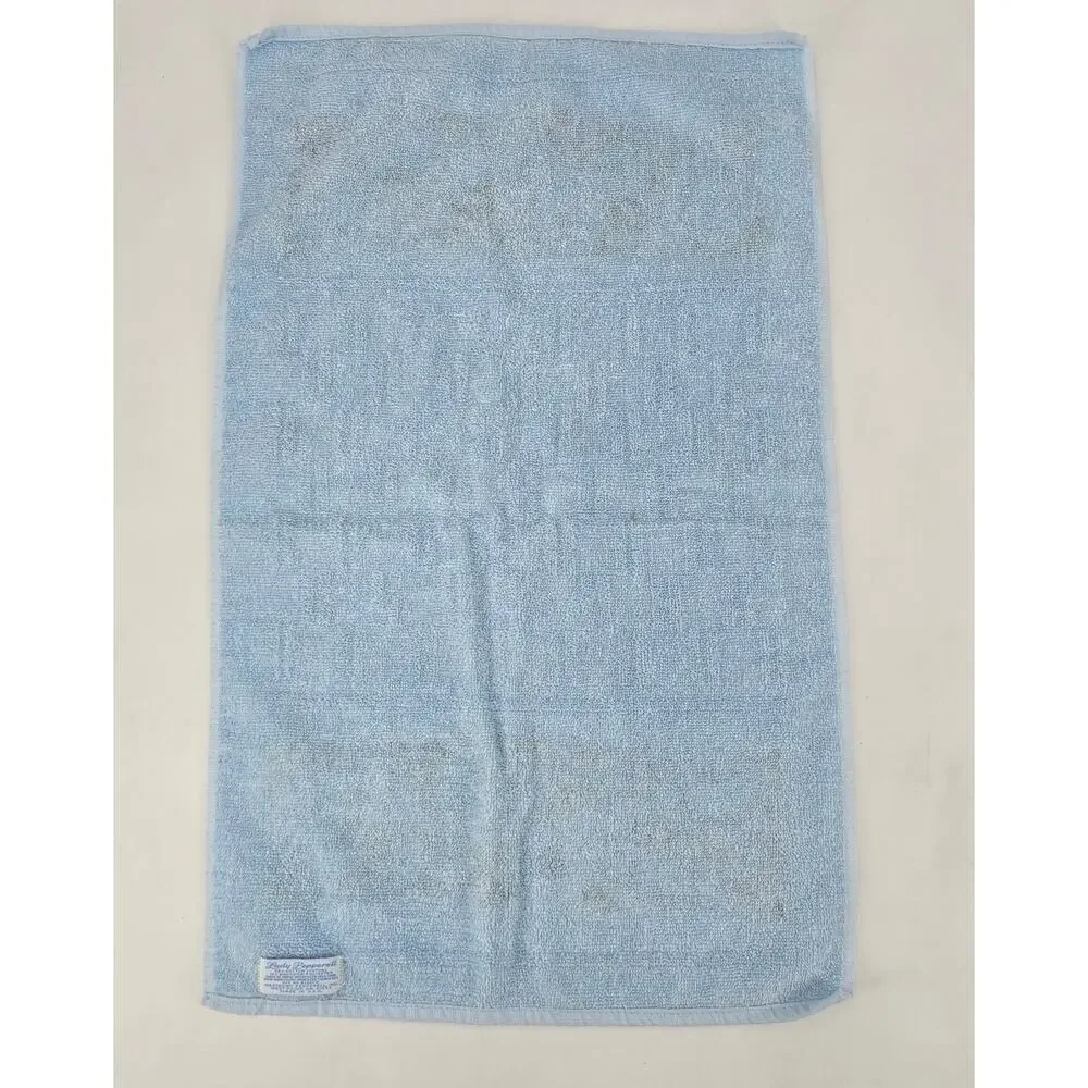 Vintage Lady Pepperell Blue Floral Towel Set 3pc Bath Plush Cotton Cottagecore